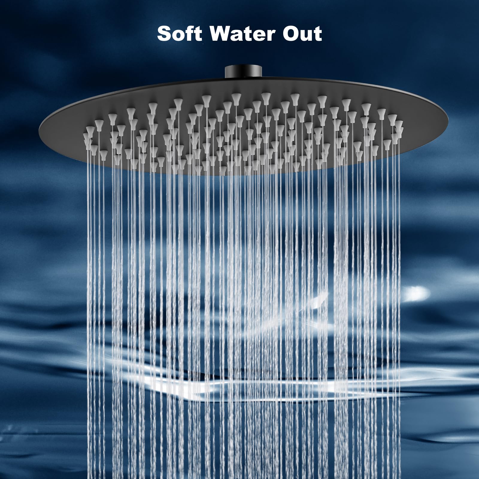 Matte Black Round Rainfall Shower Head 10 Inch Stainless Steel Ultra Thin Design High Pressure