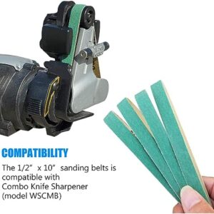 Tockrop 24 Pack 1/2" x 10" Replacement Knife Sharpener Sander Belt Kit for Work Sharp WSCMB Combo Knife Sharpener- 80/120/240/400/1000/1200 Grits Sanding Belt (0.5 x10 Inch)