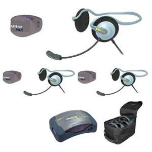 eartec upmon3 3-person full duplex wireless intercom with 3 ultrapak and monarch headsets
