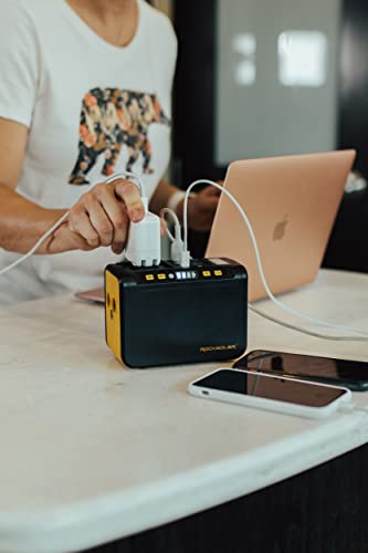 ROCKSOLAR WEEKENDER RS81 88Wh, 80W PEAK 120W, 24000mAh, AC/DC output + 5 USB, compact and ultra-lightweight (1.9LB), easily fits into a handbag/backpack, a perfect day-tripping companion.