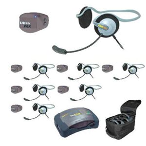 eartec upmon7 7-person full duplex wireless intercom with 7 ultrapak and monarch headsets