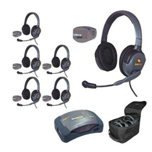 eartec upmx4gd6 6-person full duplex wireless intercom with 6 ultrapak and max4g double headsets