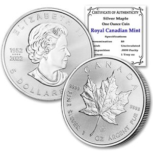 2023 1 oz canadian maple leaf silver bullion coin brilliant uncirculated with certificate of authenticity $5 bu