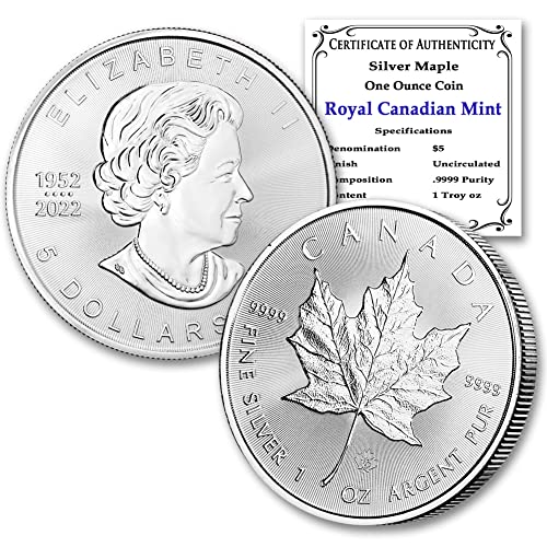 2023 1 oz Canadian Maple Leaf Silver Bullion Coin Brilliant Uncirculated with Certificate of Authenticity $5 BU