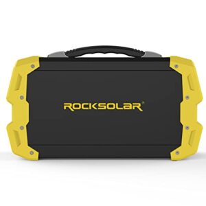 ROCKSOLAR RS650 444Wh Lithium Battery, 400W Heavy Duty AC, USB, DC, and Cigarette Lighter Output Solar Powered Generator, Yellow & Black