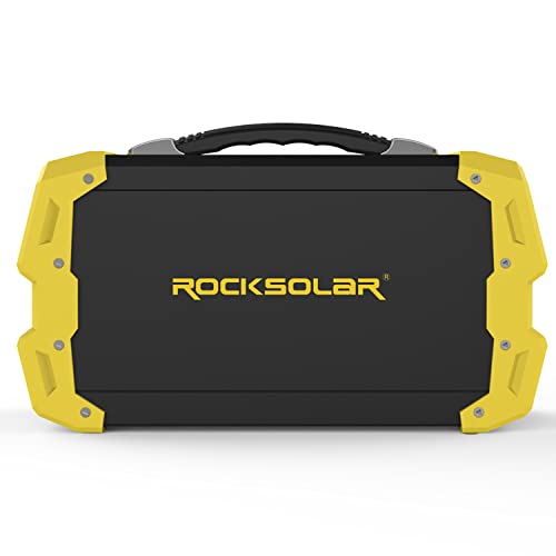 ROCKSOLAR RS650 444Wh Lithium Battery, 400W Heavy Duty AC, USB, DC, and Cigarette Lighter Output Solar Powered Generator, Yellow & Black