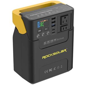 ROCKSOLAR Portable Power Station 100W Adventurer Plus RS328L - 133Wh Backup Lithium Battery, Solar Generator Power Supply with AC/USB/12V DC Outlets for Camping, RV, Home, Outdoor, Emergency