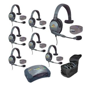 eartec upmx4gs7 7-person full duplex wireless intercom with 7 ultrapak and max4g single headsets