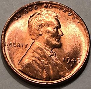 1945 s lincoln wheat cent red penny seller mint state