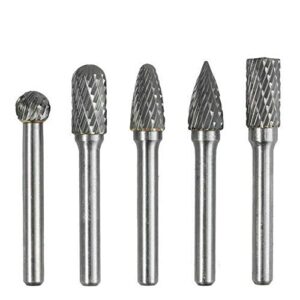 5 pcs double cut tungsten carbide rotary burrs 1/4"(6mm) shank and 2/5"(10 mm) head size die grinder bits for drilling polishing carving engraving by yeezugo