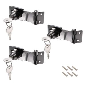 uxcell 3-inch keyed hasp locks zinc alloy twist knob keyed locking hasp w screws for door cabinet keyed alike black 3pcs