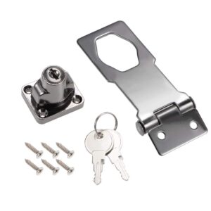 uxcell 3-inch Keyed Hasp Locks Zinc Alloy Twist Knob Keyed Locking Hasp W Screws for Door Cabinet Keyed Alike Black 3Pcs