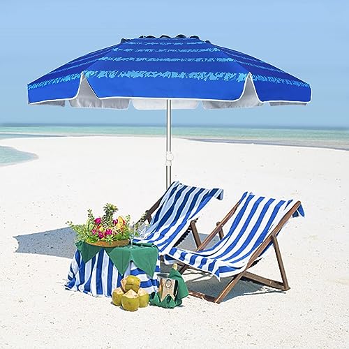 AMMSUN Beach Umbrellas for Sand Heavy Duty Wind Portable,6.5 ft Beach Umbrella with Sand Anchor & UV Protection,Outdoor Patio Umbrella with Carry Bag for Beach Patio Garden Outdoor (Blue)