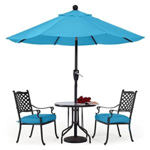 abccanopy 9ft patio umbrella - outdoor waterproof table umbrella with push button tilt and crank, 8 ribs uv protection pool umbrella for garden, lawn, deck & backyard (turquoise)