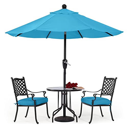 ABCCANOPY 9FT Patio Umbrella - Outdoor Waterproof Table Umbrella with Push Button Tilt and Crank, 8 Ribs UV Protection Pool Umbrella for Garden, Lawn, Deck & Backyard (Turquoise)