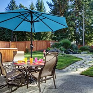ABCCANOPY 9FT Patio Umbrella - Outdoor Waterproof Table Umbrella with Push Button Tilt and Crank, 8 Ribs UV Protection Pool Umbrella for Garden, Lawn, Deck & Backyard (Turquoise)