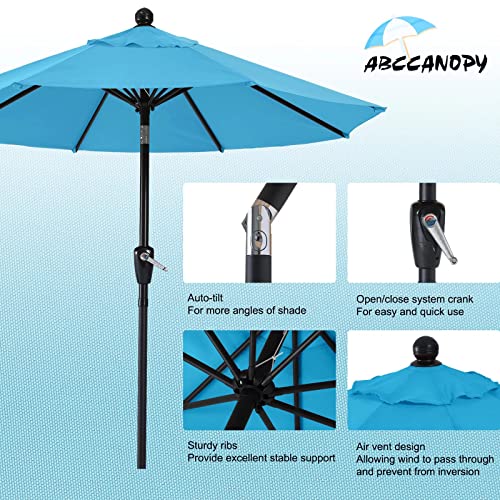 ABCCANOPY 9FT Patio Umbrella - Outdoor Waterproof Table Umbrella with Push Button Tilt and Crank, 8 Ribs UV Protection Pool Umbrella for Garden, Lawn, Deck & Backyard (Turquoise)