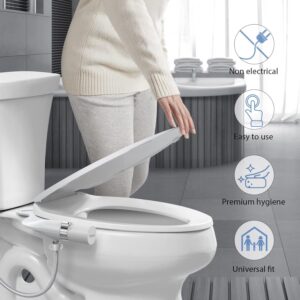 Veken Ultra-Slim Bidet, Non-Electric Dual Nozzle (Posterior/Feminine Wash) Fresh Water Sprayer, Adjustable Water Pressure, Bidet for Toilet Seat Attachment, Stainless Steel Inlet Badays