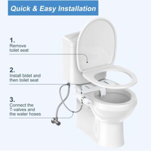 Veken Ultra-Slim Bidet, Non-Electric Dual Nozzle (Posterior/Feminine Wash) Fresh Water Sprayer, Adjustable Water Pressure, Bidet for Toilet Seat Attachment, Stainless Steel Inlet Badays