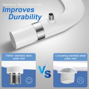 Veken Ultra-Slim Bidet, Non-Electric Dual Nozzle (Posterior/Feminine Wash) Fresh Water Sprayer, Adjustable Water Pressure, Bidet for Toilet Seat Attachment, Stainless Steel Inlet Badays