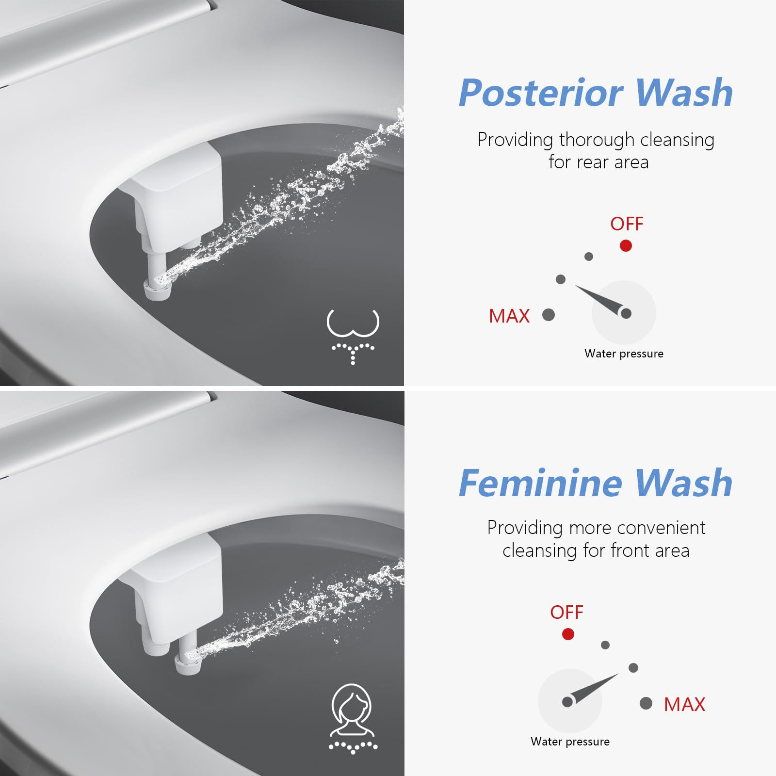 Veken Ultra-Slim Bidet, Non-Electric Dual Nozzle (Posterior/Feminine Wash) Fresh Water Sprayer, Adjustable Water Pressure, Bidet for Toilet Seat Attachment, Stainless Steel Inlet Badays