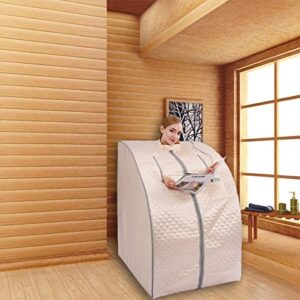 Smartmak Far Infrared Sauna, Full Body One Person Portable SPA Set with Time & Tempreture Remote Control, Heating Foot Pad and Foldable Reinforced Chair (L 27.6’’ x W 31.5’’ x H 37.8’’)- Pearl Pink