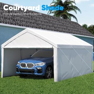 Quictent 13ftx20ft Carport Heavy Duty Car Canopy Galvanized Car Shelter with Reinforced Ground Bars