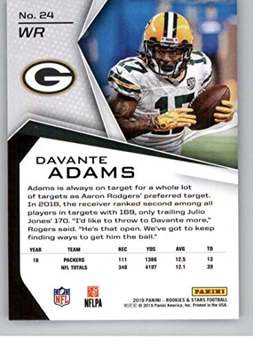 2019 Rookies and Stars Football #24 Davante Adams Green Bay Packers Official Panini NFL Trading Card