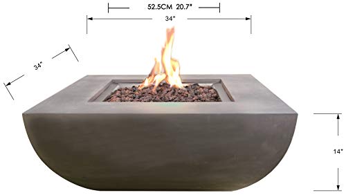 Modeno Westport Outdoor Gas Firepit Table 34 Inches Fire Pit Patio Heater Concrete Outside Electronic Ignition Backyard Fireplace Cover Lava Rock Included Natural Gas