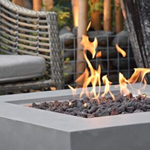 Modeno Westport Outdoor Gas Firepit Table 34 Inches Fire Pit Patio Heater Concrete Outside Electronic Ignition Backyard Fireplace Cover Lava Rock Included Natural Gas