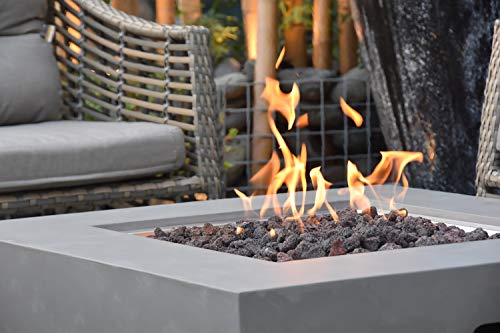 Modeno Westport Outdoor Gas Firepit Table 34 Inches Fire Pit Patio Heater Concrete Outside Electronic Ignition Backyard Fireplace Cover Lava Rock Included Natural Gas