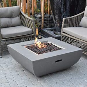Modeno Westport Outdoor Gas Firepit Table 34 Inches Fire Pit Patio Heater Concrete Outside Electronic Ignition Backyard Fireplace Cover Lava Rock Included Natural Gas