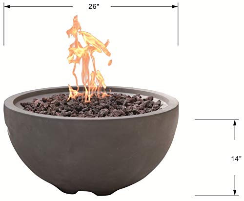 Modeno Nantucket Outdoor Fire Pit Table 27 Inches Round Firepit Concrete Patio Heater Electronic Ignition Backyard Fireplace Cover Lava Rock Included Natural Gas