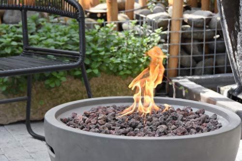 Modeno Nantucket Outdoor Fire Pit Table 27 Inches Round Firepit Concrete Patio Heater Electronic Ignition Backyard Fireplace Cover Lava Rock Included Natural Gas