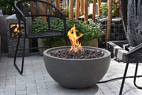 Modeno Nantucket Outdoor Fire Pit Table 27 Inches Round Firepit Concrete Patio Heater Electronic Ignition Backyard Fireplace Cover Lava Rock Included Natural Gas