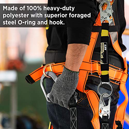 AFP Heavy-Duty 18 inch D-Ring Extender Fall Protection with Snap Hook and O-Ring OSHA/ANSI Compliant PPE