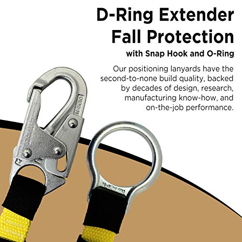 AFP Heavy-Duty 18 inch D-Ring Extender Fall Protection with Snap Hook and O-Ring OSHA/ANSI Compliant PPE