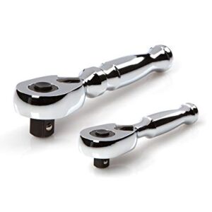 TEKTON 1/4, 3/8 Inch Drive Stubby Quick-Release Ratchet Set (2-Piece) | SRH91105