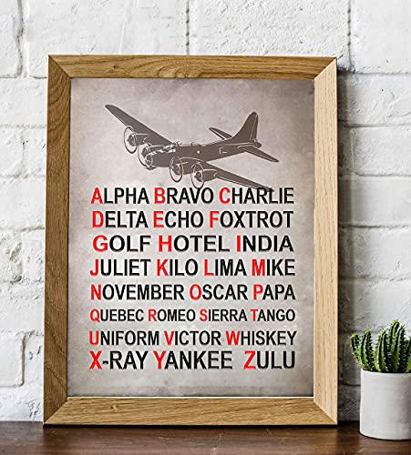 Alpha Bravo Charlie - Military Wall Art, NATO Phonetic Alphabet Military Wall Decor, Patriotic Wall Art Print, Home Decor, Bar Garage Decor, Living Room Decor For Wall, Office Decor, Unframed - 8x10