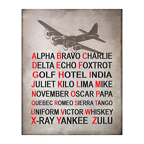 Alpha Bravo Charlie - Military Wall Art, NATO Phonetic Alphabet Military Wall Decor, Patriotic Wall Art Print, Home Decor, Bar Garage Decor, Living Room Decor For Wall, Office Decor, Unframed - 8x10