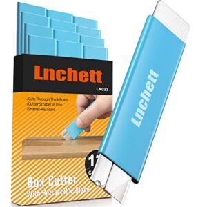 lnchett box cutter, 12-pack retractable cardboard mini box cutter for packages, boxes and paper, all metal tough sheath, functional basic cutter with case, lock ball design