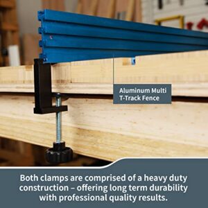 POWERTEC 71439 T-Track Clamp Vice | Hold Down Clamps for T-Tracks Accepting 5/16” or Larger hex head Bolts – 2 Pack