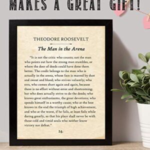 The Man In The Arena by Theodore Roosevelt - 11x14 Unframed Typography Book Page Print - Great Inspirational Gift and Men's Wall Decor for History Buffs