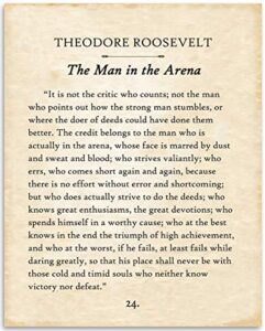 the man in the arena by theodore roosevelt - 11x14 unframed typography book page print - great inspirational gift and men's wall decor for history buffs