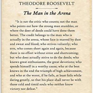 The Man In The Arena by Theodore Roosevelt - 11x14 Unframed Typography Book Page Print - Great Inspirational Gift and Men's Wall Decor for History Buffs