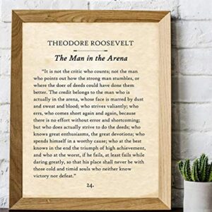 The Man In The Arena by Theodore Roosevelt - 11x14 Unframed Typography Book Page Print - Great Inspirational Gift and Men's Wall Decor for History Buffs