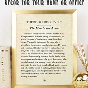 The Man In The Arena by Theodore Roosevelt - 11x14 Unframed Typography Book Page Print - Great Inspirational Gift and Men's Wall Decor for History Buffs