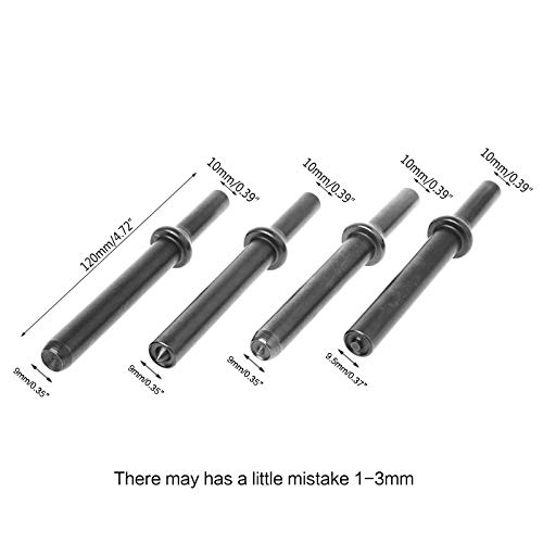 Eau 4 Pcs Pneumatic Air Rivet Hammer Set, Heavy Duty Shank 0.401 Air Hammer Bits Tools Kit.