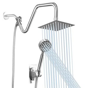lohner 6"all metal shower heads with handheld,luxurious stainless steel shower head,metal single setting handheld,with extension shower arm