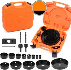 horusdy 19pcs hole saw kit, hole saw set with saw blades 6"(152mm) -3/4" (19mm), ideal for soft wood, pvc board and more
